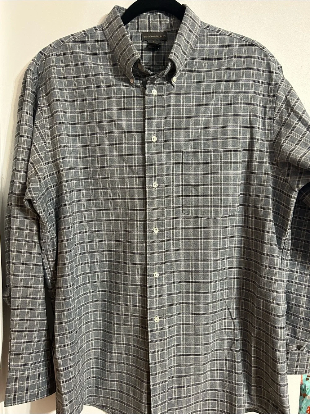 Banana Republic Gray Plaid Button-Down Dress Shirt